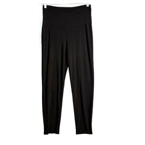 NORMA KAMALI Women Wide Straight Leg Pant Sz L Black Relax Fit High Waist 80-34